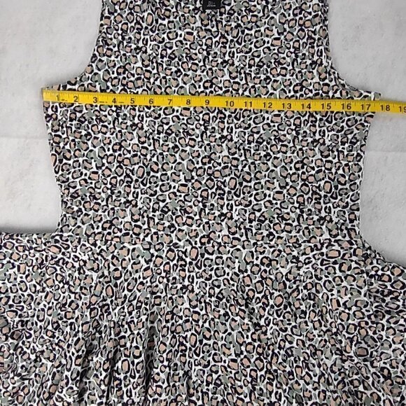 Nicole Miller Green, Peach, Black, White Patterned Midi Dress Size Large - Picture 7 of 10